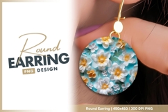 Round earring png with paper flowers Product Image 1