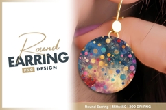Colorful circle abstract universe background round earring Product Image 1