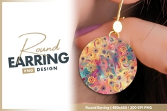 Psychedelic floral art swirls vibrant colors round earring Product Image 1