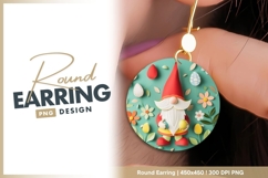 Easter gnome with eggs and flowers round earring Product Image 1