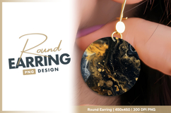 Black and gold abstract art round earring png Product Image 1