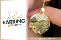 Rustic sunflower farmhouse round earring png Product Image 1