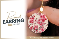 Pink cherry blossoms floral round earring png Product Image 1
