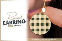 Christmas green plaid circle round earring png Product Image 1