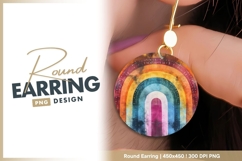 Colorful arched rainbow illustration round earring png Product Image 1