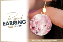 Watercolor pink floral round earring png Product Image 1
