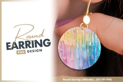 Rainbow dripping paint glitter round earring png Product Image 1
