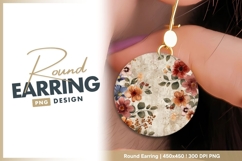 Watercolor floral round background for earring design Product Image 1