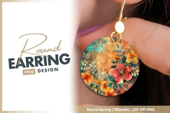Floral arrangement in circle round earring png Product Image 1