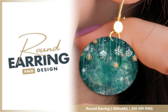 Teal grunge christmas round earring png Product Image 1
