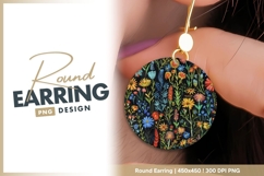 Colorful embroidered floral pattern on round earring Product Image 1