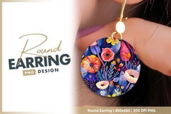 Vibrant floral pattern round earring png design Product Image 1