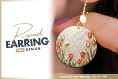 Origami paper tulips on crumpled background round earring Product Image 1