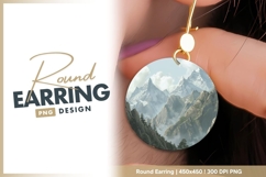 Snowy mountain peaks scenic landscape round earring png Product Image 1