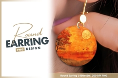 Fall moon landscape Round earring png Product Image 1