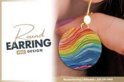 Colorful embroidered circular patch round earring png Product Image 1