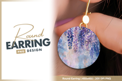 Watercolor wisteria flowers on textured Round Earring Product Image 1