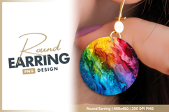 Alcohol ink rainbow abstract art texture Round Earring Product Image 1