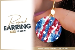 Patriotic watercolor design with stars round earring png Product Image 1