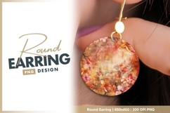 Round floral watercolor background with round earring Product Image 1