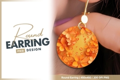Orange flowers background round earring png Product Image 1