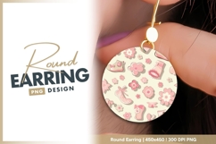 Pink floral baby shoes round earring png Product Image 1