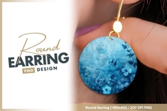 Blue floral textured circle round earring png Product Image 1