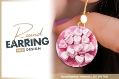 Pink heart shaped candy watercolor round earring Product Image 1