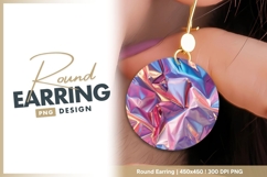 Holographic iridescent foil texture background round earring Product Image 1