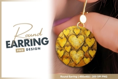Golden hearts textured oil painting round earring png Product Image 1
