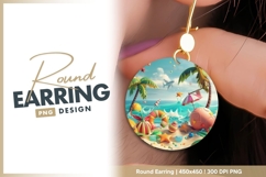 Whimsical beach scene round earring png design Product Image 1