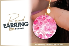 Pink watercolor hearts round earring png design Product Image 1