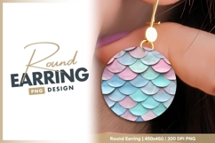 Mermaid scales pastel texture round earring png Product Image 1