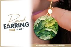 Green leaves circle background round earring png Product Image 1