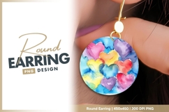 Colorful watercolor hearts round earring png design Product Image 1
