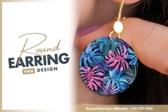 Colorful tropical leaves round earring png Product Image 1