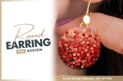 Red floral circle design round earring png Product Image 1