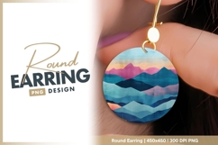 Abstract colorful mountain landscape round earring png Product Image 1