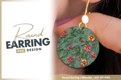 Floral embossed round earring png design Product Image 1