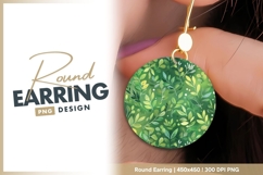 Green leafy circle round earring png Product Image 1