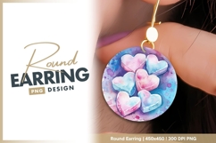 Watercolor hearts circle round earring png Product Image 1
