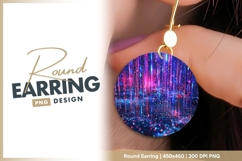 Abstract pink blue glowing data stream round earring png Product Image 1