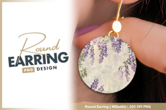 Wisteria flowers with vintage textured Round Earring Product Image 1