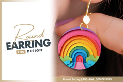 Paper cut rainbow clouds round earring png Product Image 1