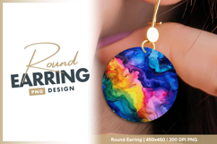 Colorful abstract art watercolor background Round Earring Product Image 1