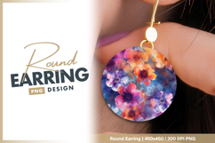 Abstract watercolor floral seamless pattern Round Earring Product Image 1