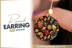 Autumn floral pattern round earring png Product Image 1