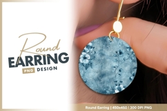 Blue floral grunge round earring png design Product Image 1