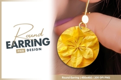 Yellow fabric flower close up round earring png Product Image 1