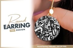 Black and white abstract round earring png Product Image 1